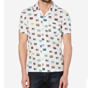 Original Penguin Men's Cassette-Print Camp Slim-Fit Shirt Size L